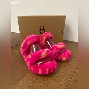 UGG Oh Yeah Zebra Sandal Slipper Rock Rose Fur S/N 1116642K Kids Women’s New
